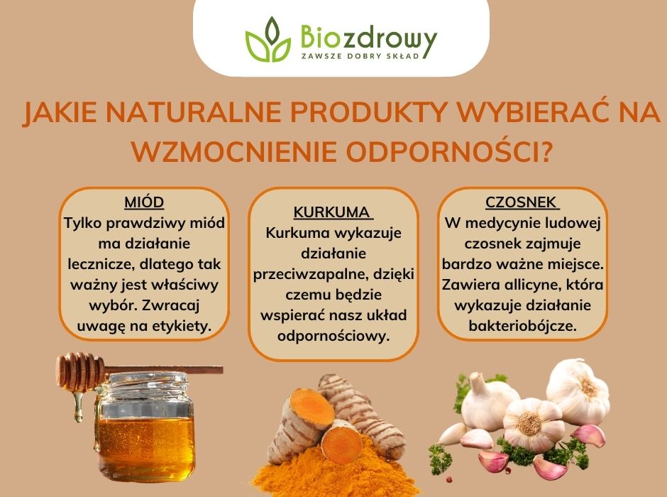 Jakie naturalne produkty wybierać na wzmocnienie odporności - infografika
