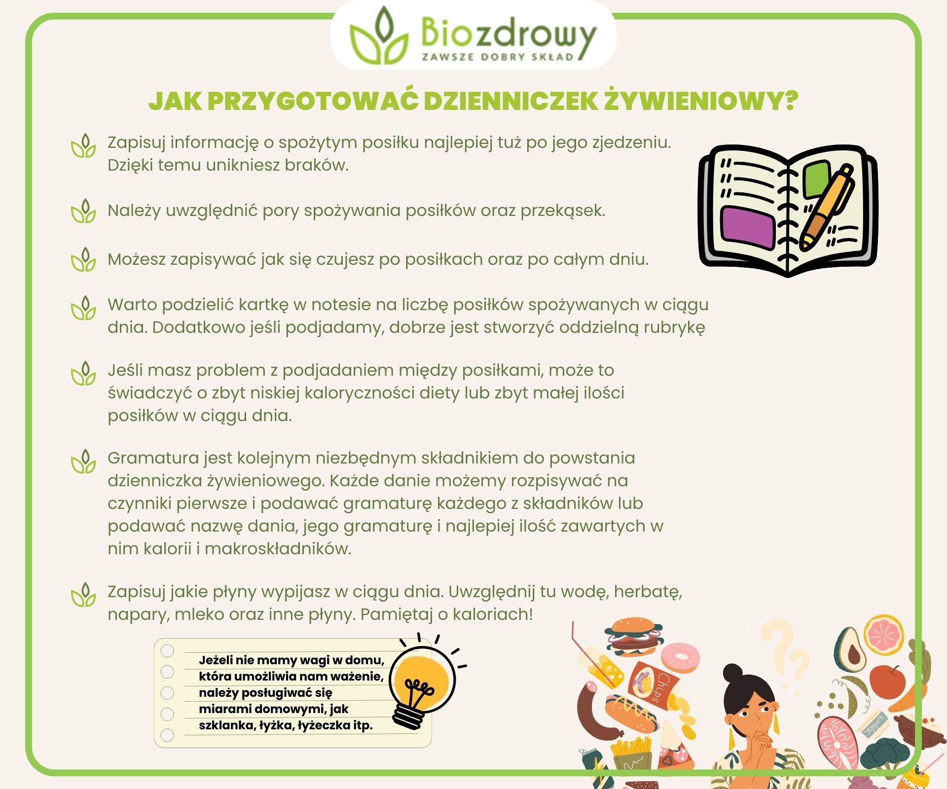 infografika jak przygotować dzienniczek żywieniowy