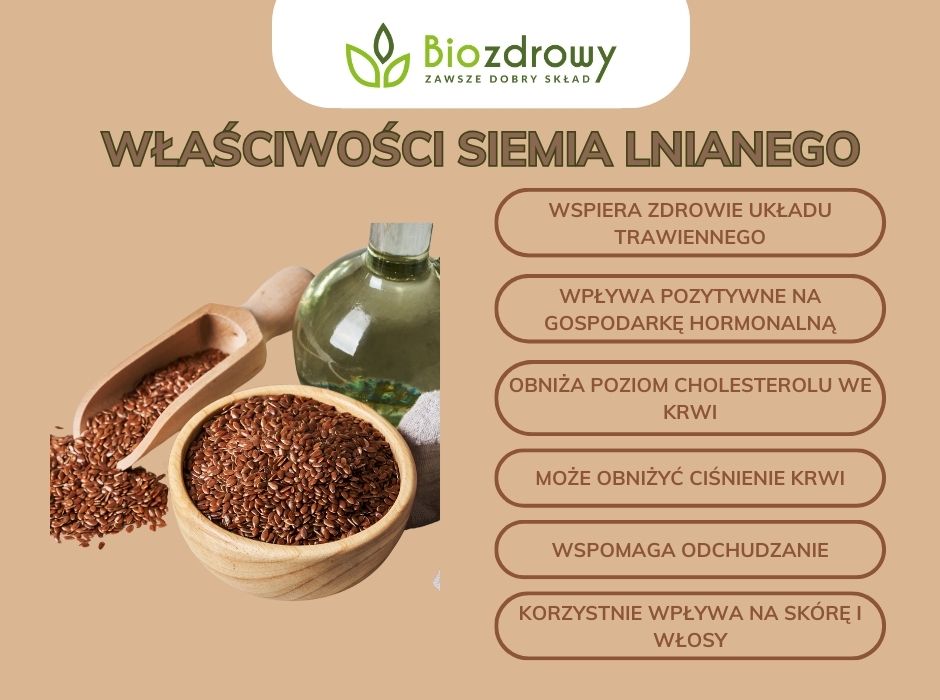 Właściwości siemia lnianego - infografika