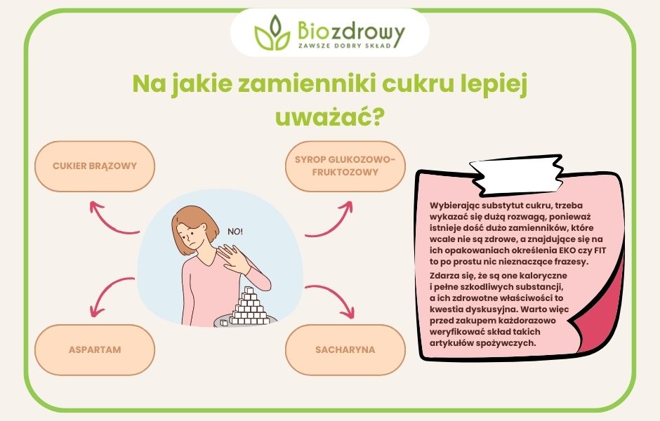 Na jakie zamienniki cukru lepiej uważać infografika