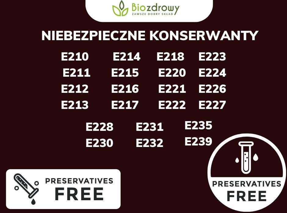 NIEBezpieczne konserwanty infografika
