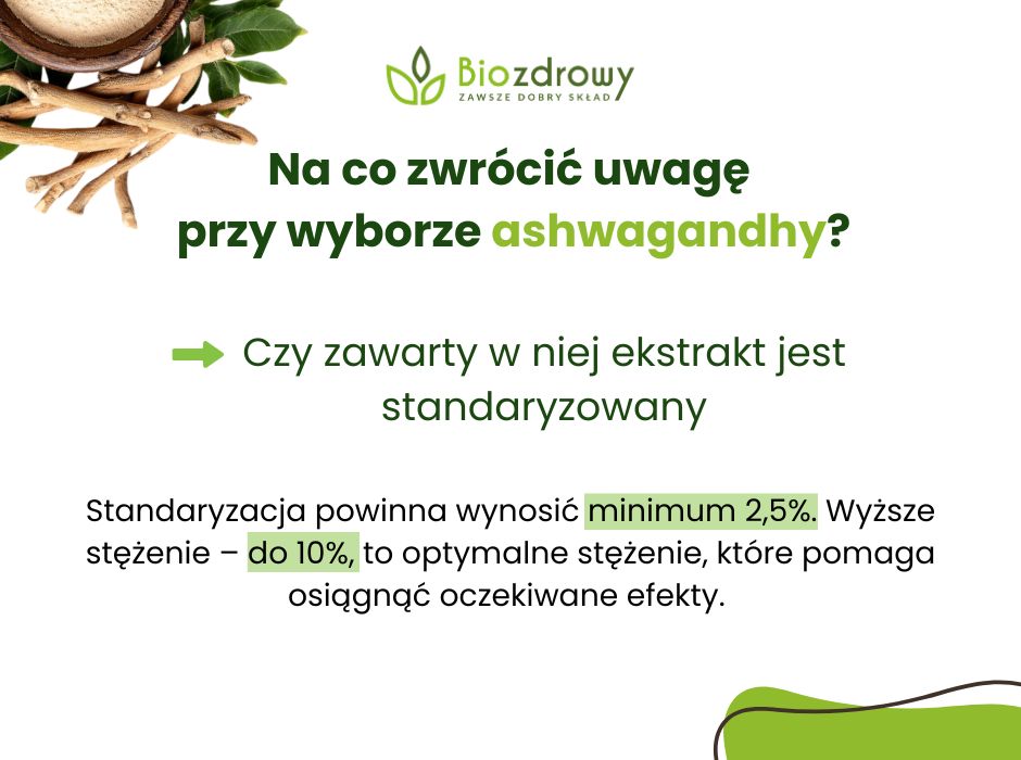 Na co zwrócić uwagę 
przy wyborze ashwagandhy? - infografika