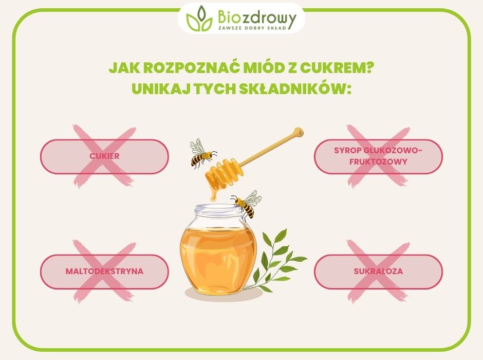 infografika jak rozpoznać miód z cukrem