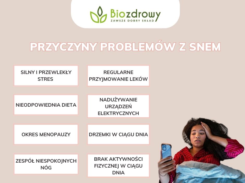Przyczyny problemów z snem - infografika