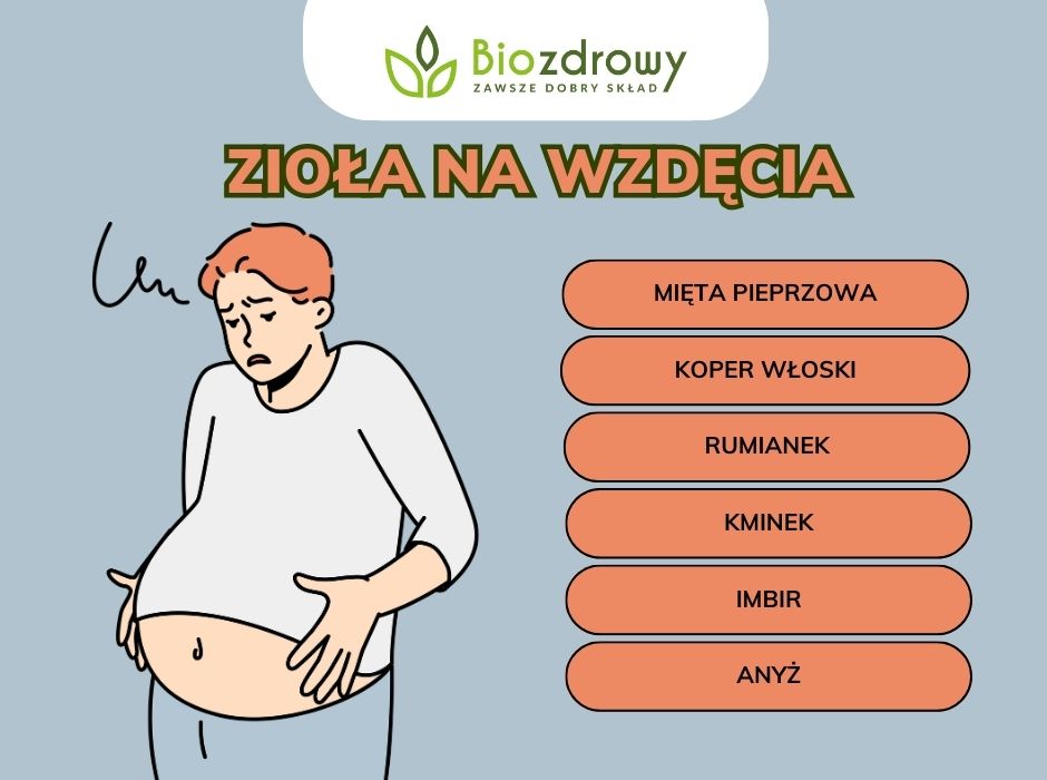 zioła na wzdęcia - infografika