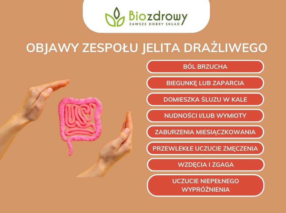 Objawy zespołu jelita drażliwego - infografika