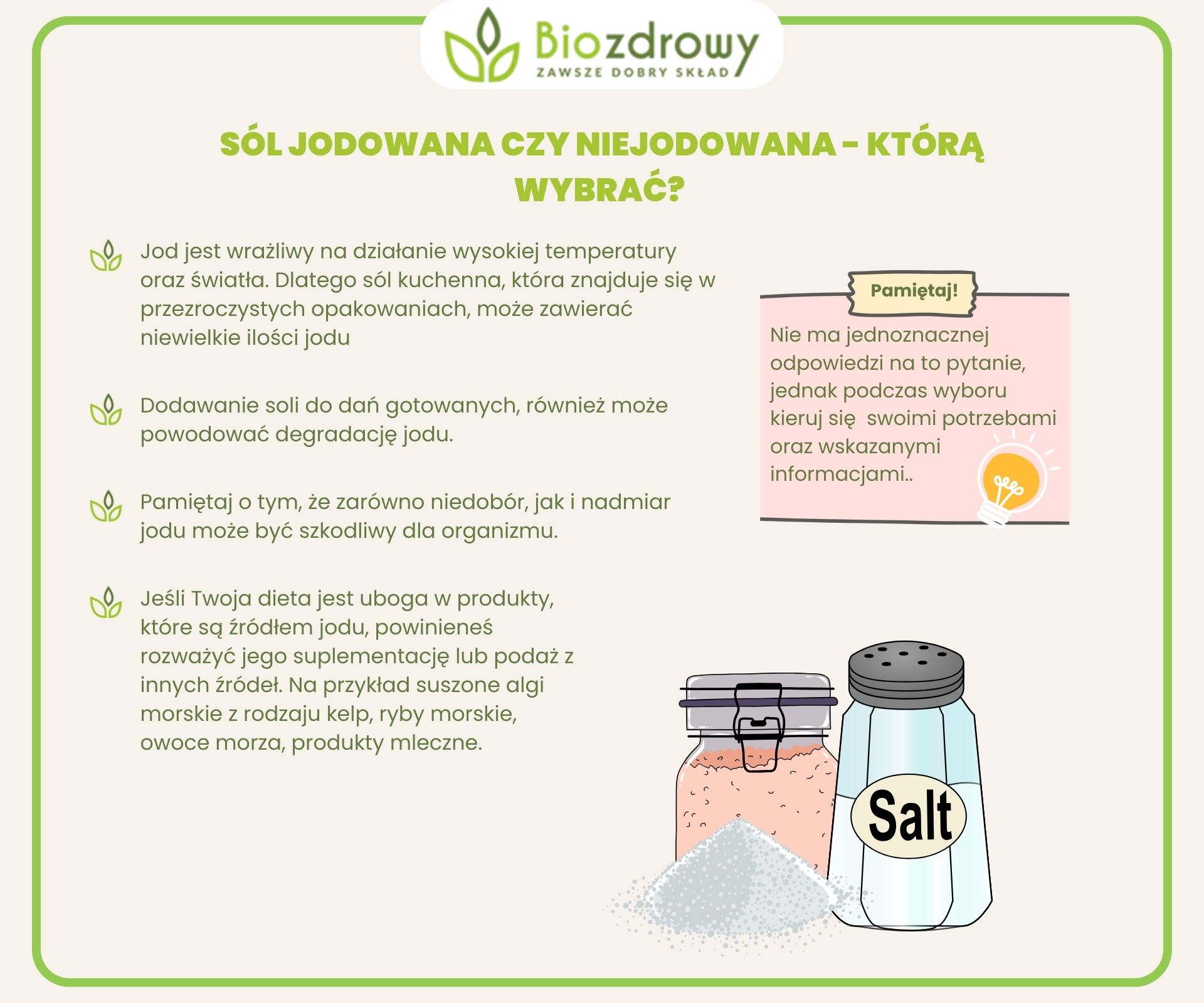 infografika sól jodowana czy niejodowana - którą wybrać