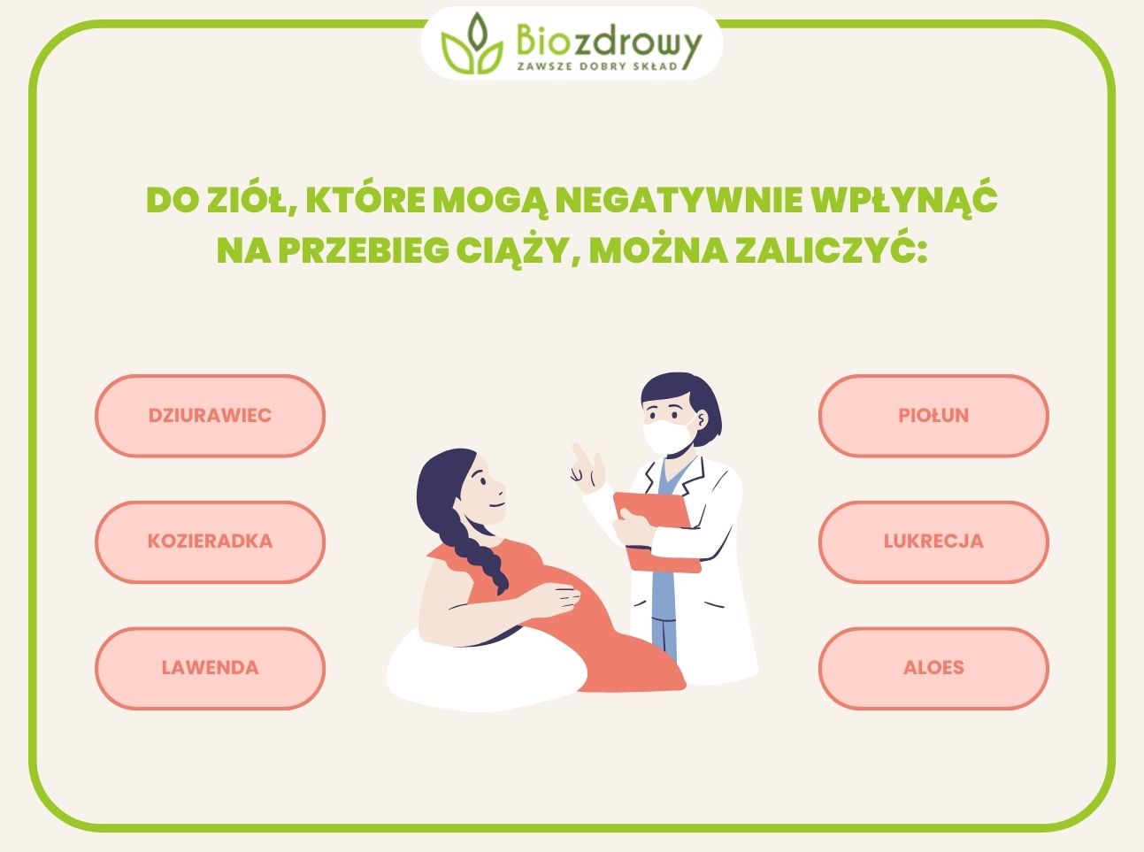 infografika suplementy zakazane w ciąży - zioła