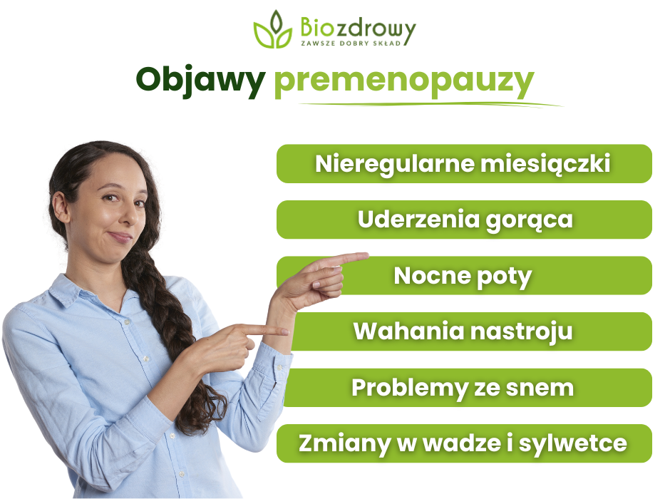 Objawy premenopauzy - infografika