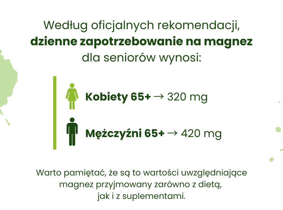 Zapotrzebowanie na magnez dla seniorów - infografika