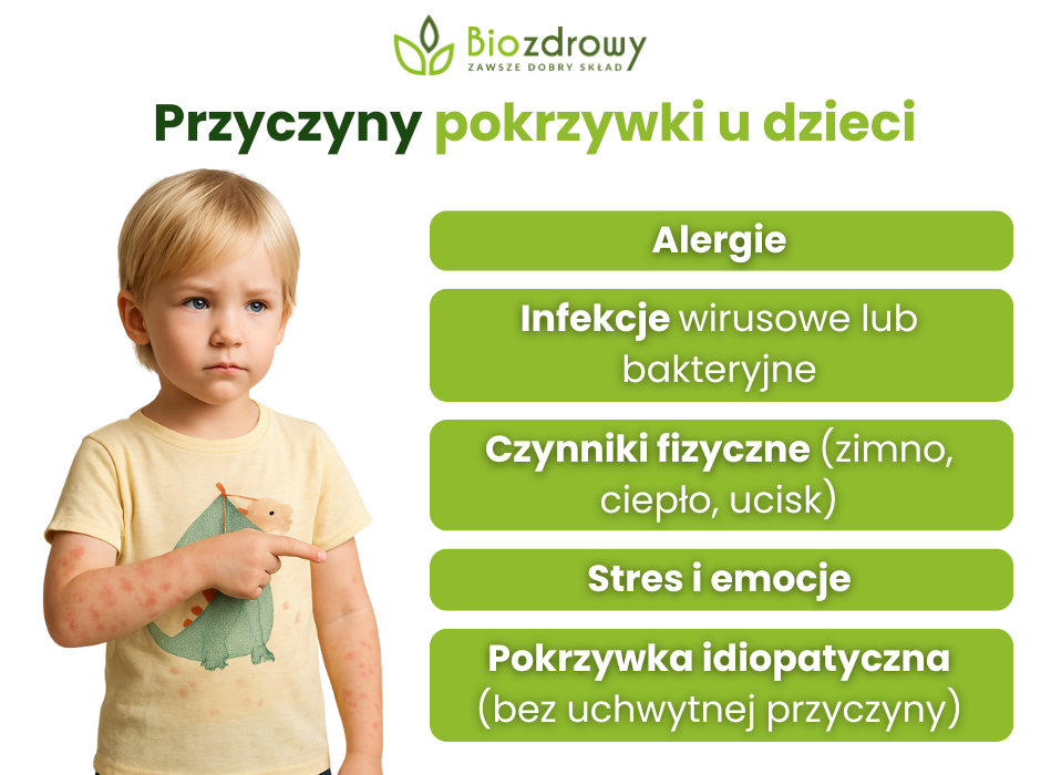 Pokrzywka u dzieci - przyczny - infografika