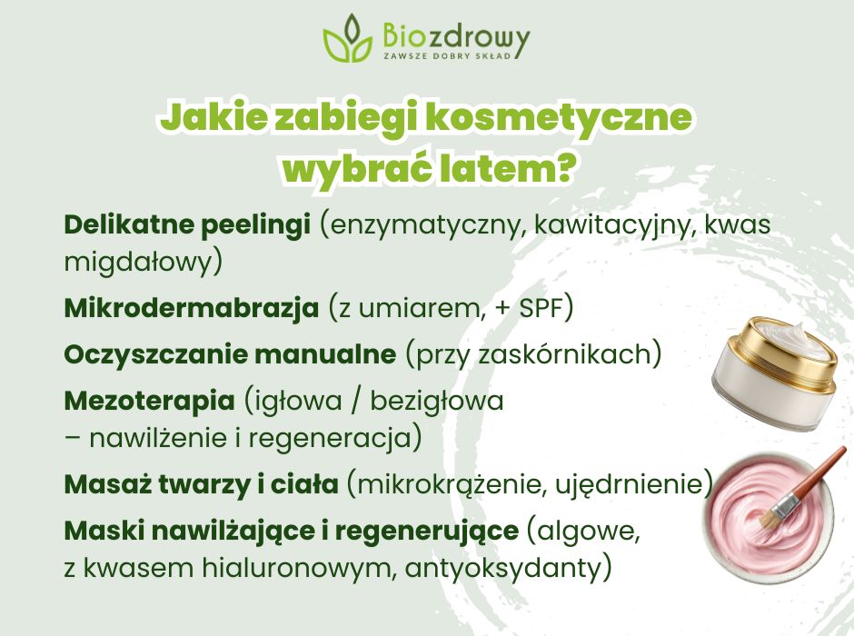 Jakie zabiegi kosmetyczne 
wybrać latem? - infografika