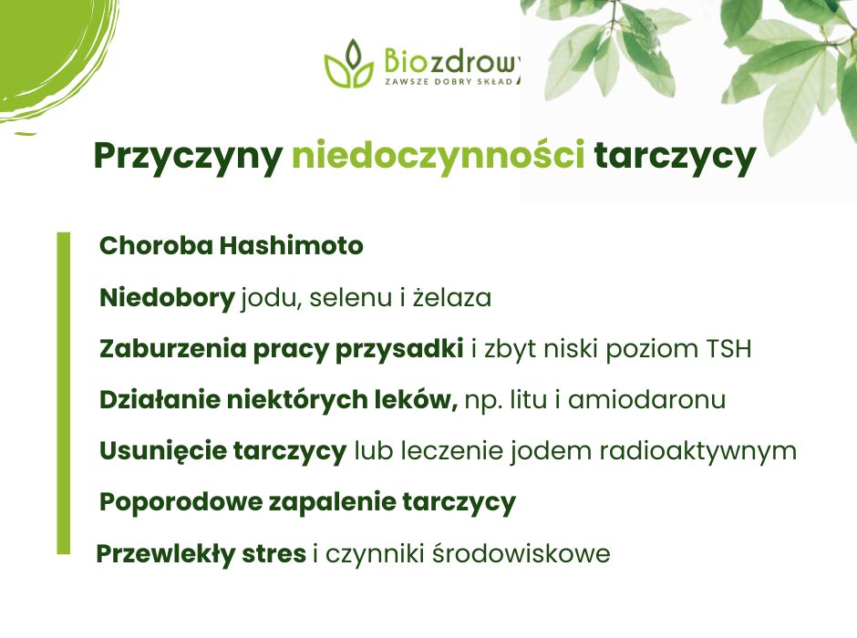 Przyczyny niedoczynności tarczycy - infografika