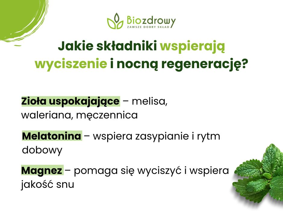 Jakie składniki wspierają wyciszenie i nocną regenerację? - infografika