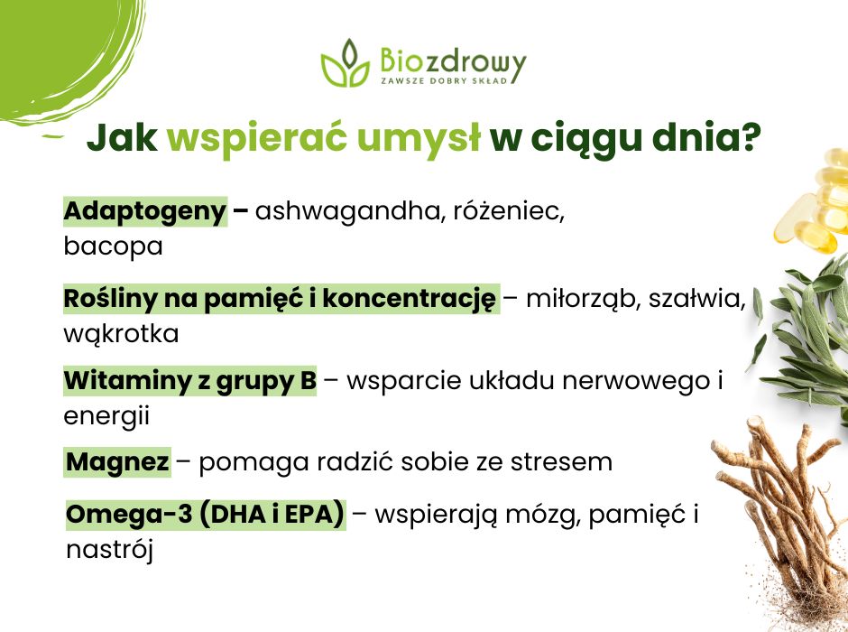 Jak wspierać umysł w ciągu dnia? - infografika