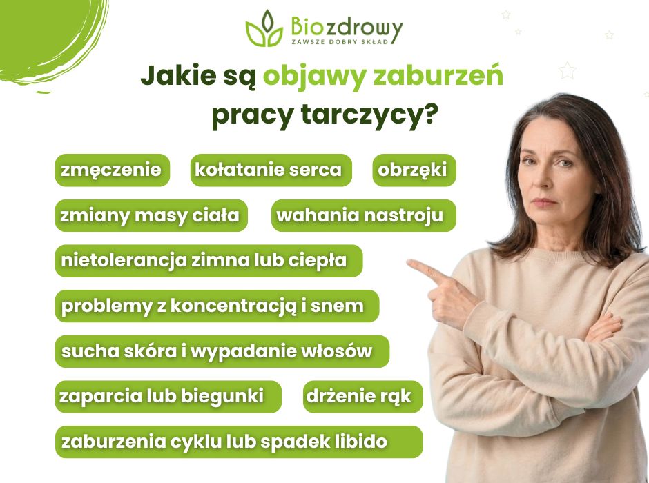 Zaburzenia pracy tarczycy objawy - infografika